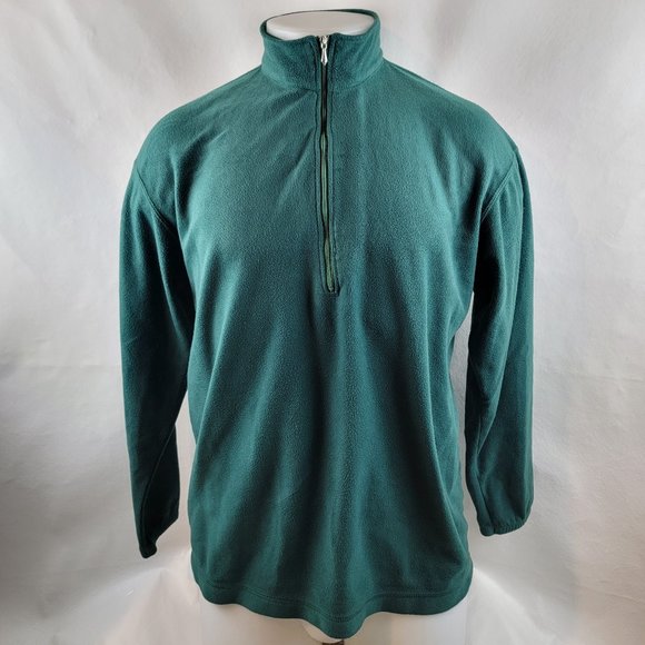 LL Bean Jacket Mens Medium Freen 1/2 Zip Fleece Maine Freeport USA Vintage Poly - Picture 2 of 7